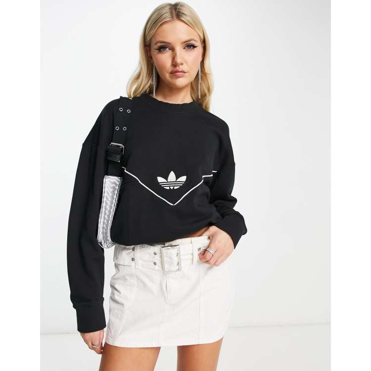 adidas Originals trefoil sweatshirt with mesh inserts in black ASOS