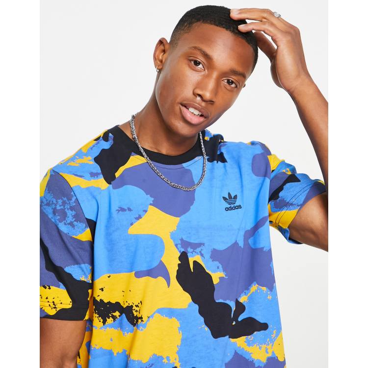 adidas Originals trefoil t shirt in multi camo