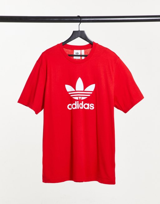 Red adidas trefoil t 2024 shirt