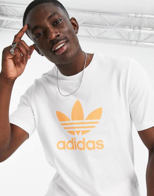 Orange and white adidas sales shirt