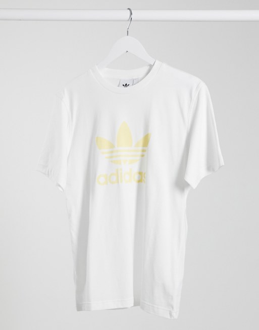 White adidas t outlet shirt with gold logo