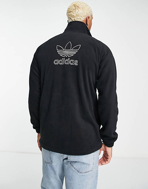 adidas Originals Trefoil Teddy full zip fleece in black | ASOS