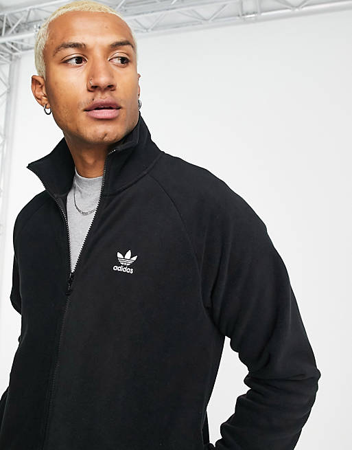 adidas Originals Trefoil Teddy full zip fleece in black | ASOS