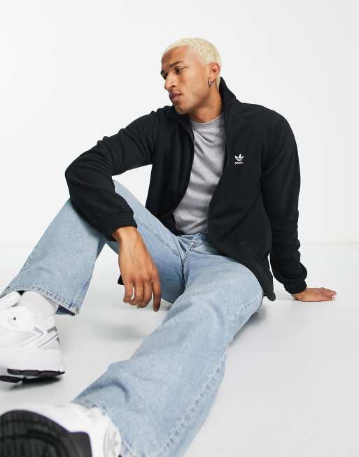 ASOS zip fleece Originals | Trefoil adidas full black Teddy in