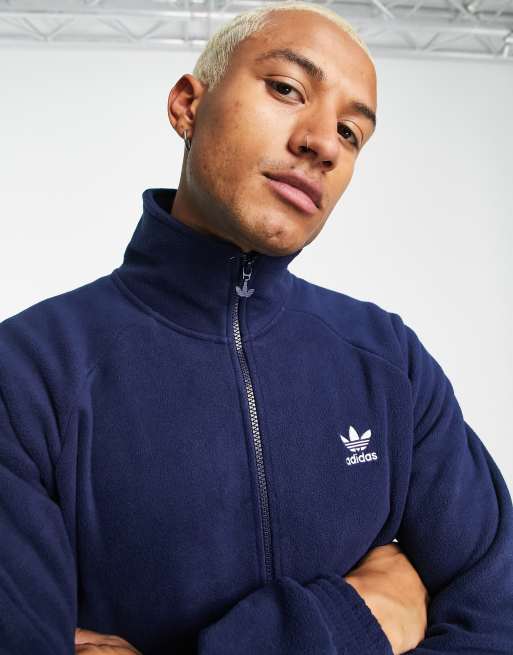 adidas Originals Trefoil Teddy full zip fleece with high neck in