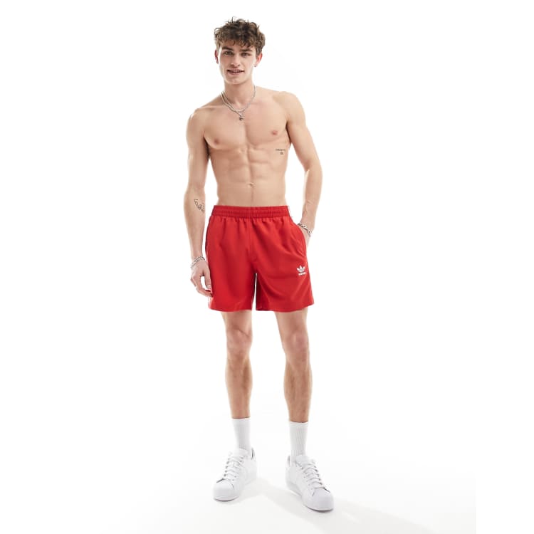 adidas pants ad4001 women size conversion ClassicfuncenterShops adidas Originals trefoil three stripe swim shorts in red