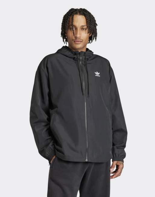 adidas Originals Trefoil windbreaker jacket in black