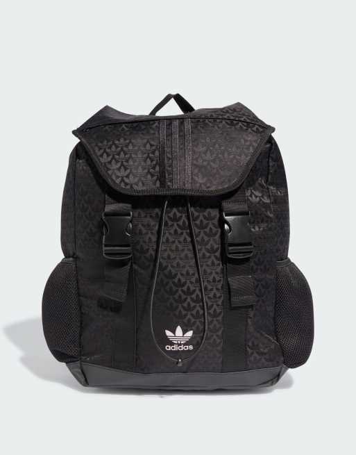 adidas Originals - Trefoil - Zaino nero in jacquard con logo e motivo con trifoglio
