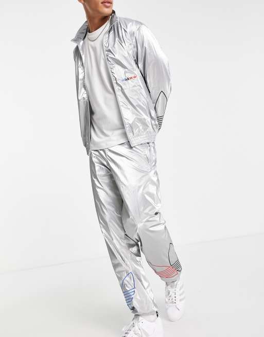 Silver metallic sweatpants hotsell