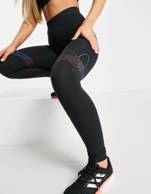 adidas originals trefoil logo print legging in black