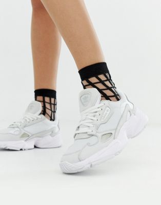 adidas women's white falcon sneakers