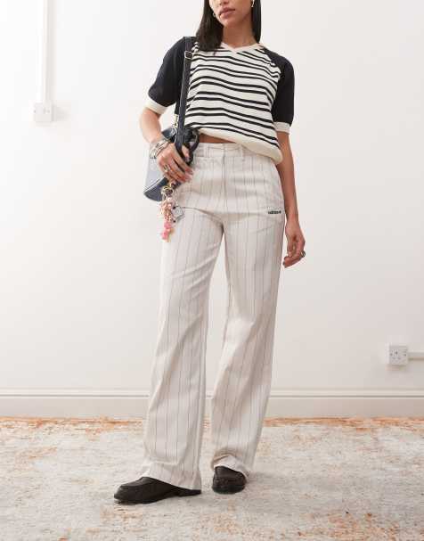 adidas Originals trousers in cream pinstripe - view 1