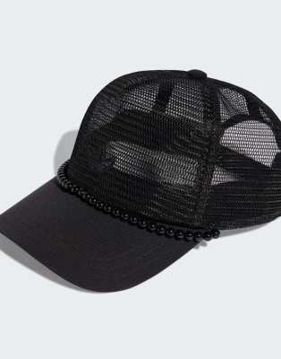 adidas Originals - Trucker-Kappe aus Netzstoff in Schwarz mit Perlenverzierung