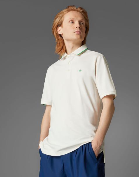 adidas Originals – Twistknit – Golf-Polohemd in Kreideweiß mit Dreiblatt-Logo - view 1