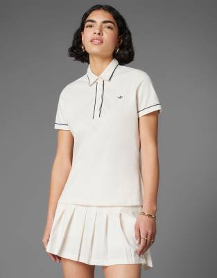 adidas Originals - Twistknit - Golf-Polohemd in Kreideweiß mit Dreiblatt-Logo