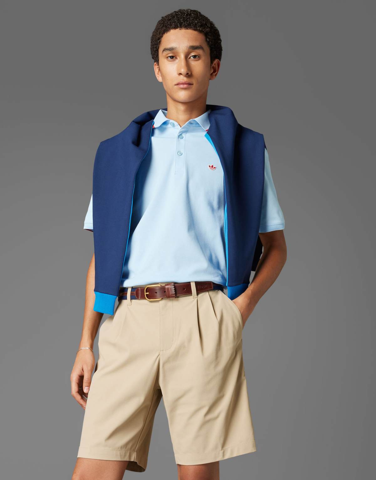 adidas Originals twistknit pleated golf shorts in beige