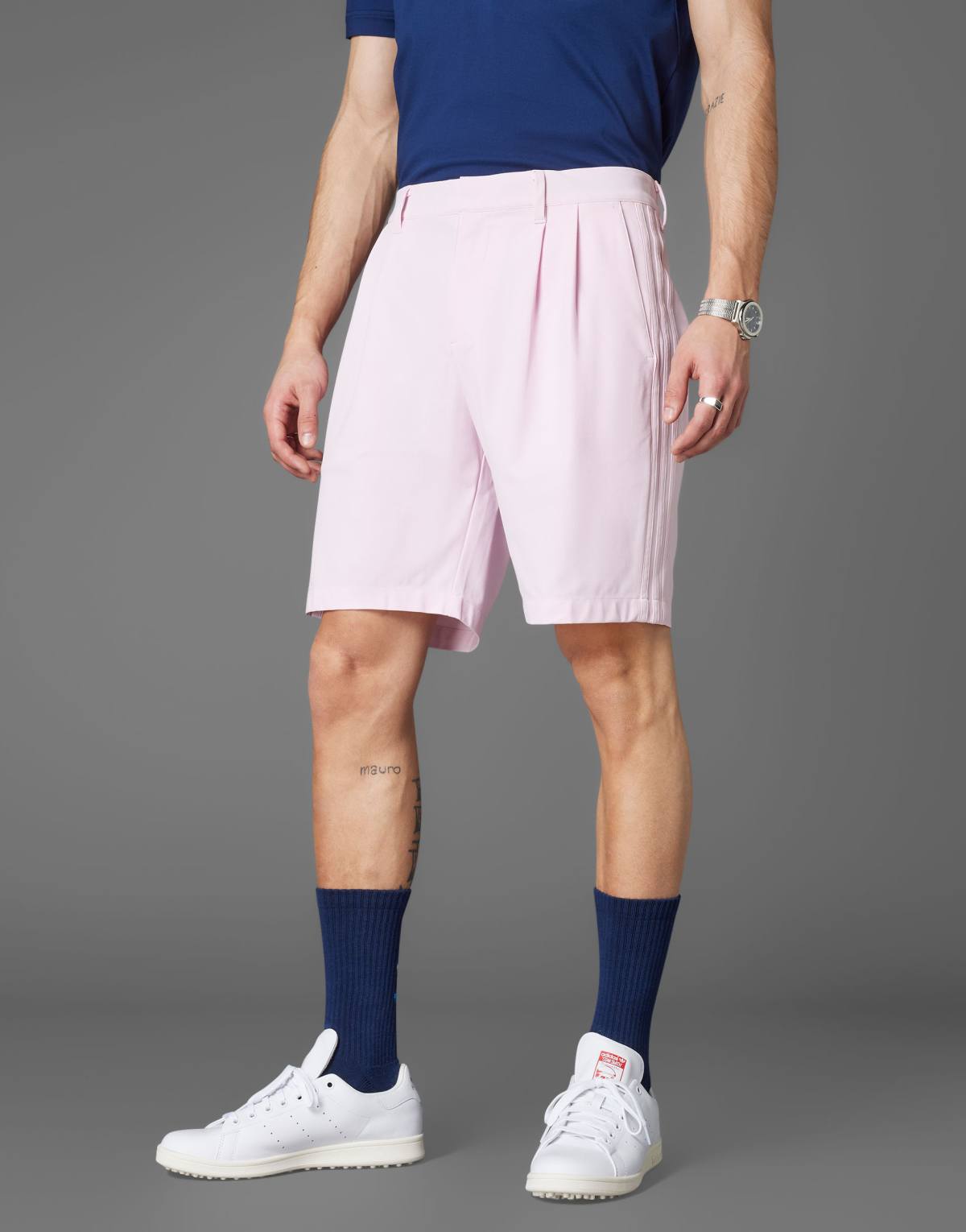 adidas Originals twistknit pleated golf shorts in clear pink