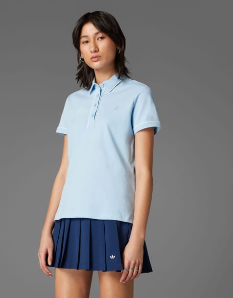 adidas Originals - Twistknit - Polo de golf à logo trèfle - Bleu ciel - view 1