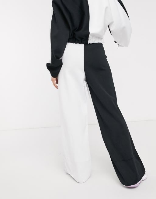 Two tone pants black sales and white