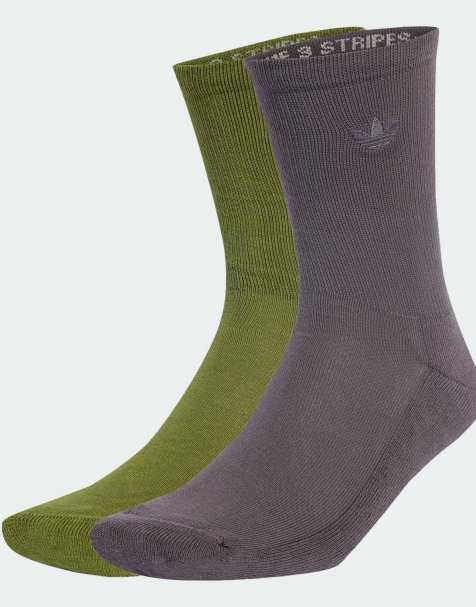 adidas Originals Two-toned crew socks 2 pairs in tech olive / grey strata - view 1