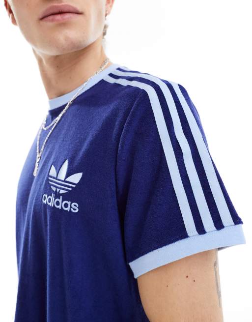 Adidas 3 stripe shirt blue online