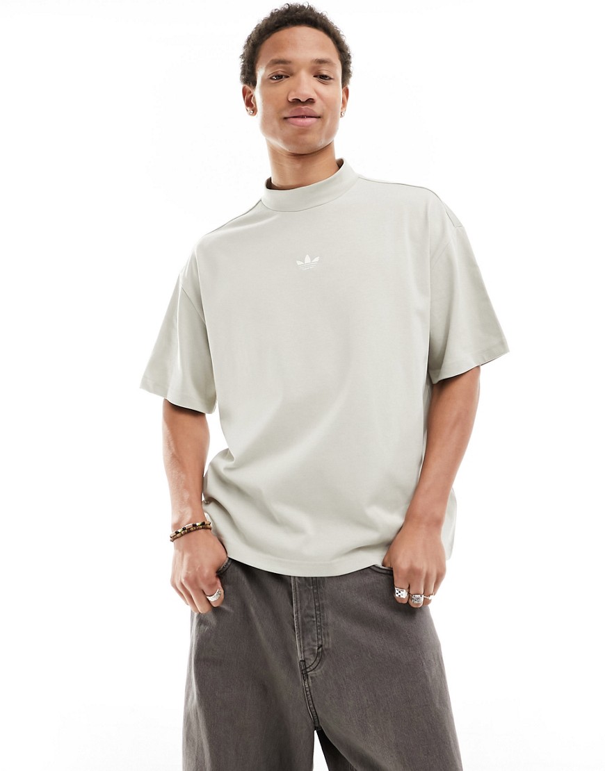 adidas Originals unisex basketball high neck t-shirt in putty grey