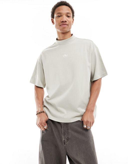 adidas femminili Originals unisex basketball high neck t-shirt in putty grey