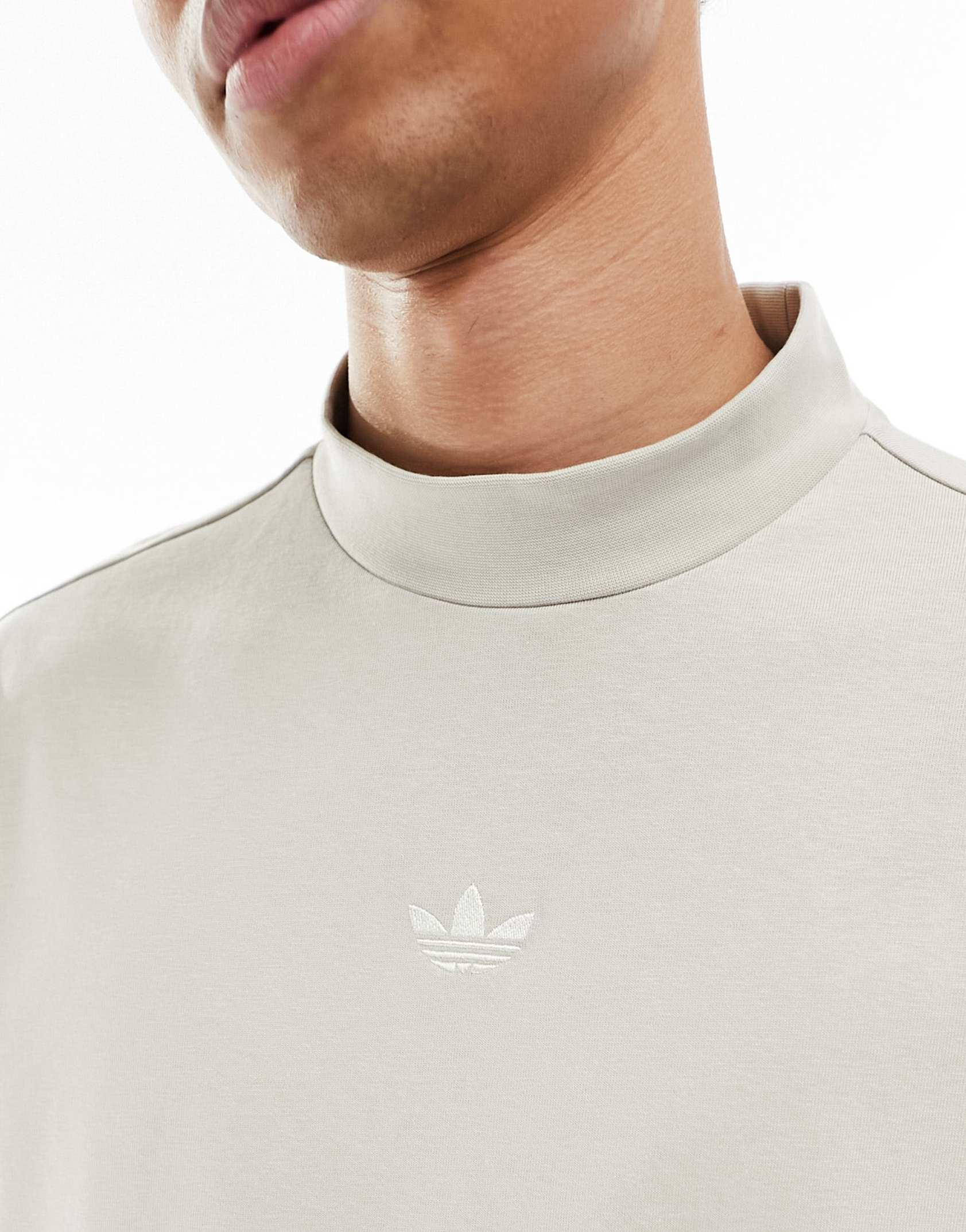 adidas Originals unisex basketball high neck t shirt in putty grey ASOS Price Checker