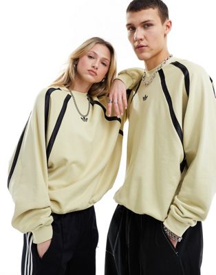 adidas Originals unisex basketball trefoil sweatshirt in sandy beige