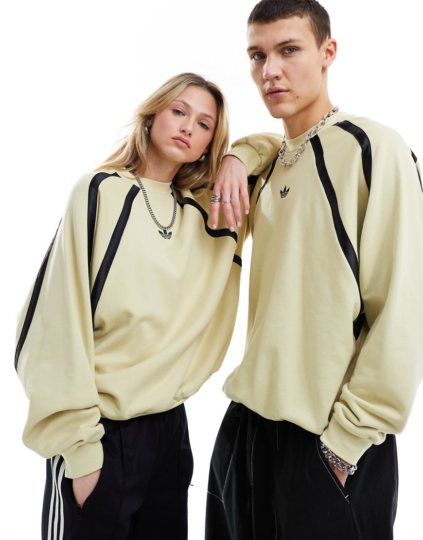 adidas Originals unisex basketball trefoil sweatshirt in sandy beige-Neutral