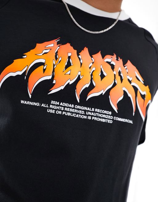 adidas Originals unisex flame graphic long sleeve top in black ASOS