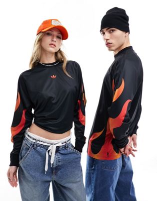 adidas Originals unisex flame long sleeve jersey top in black