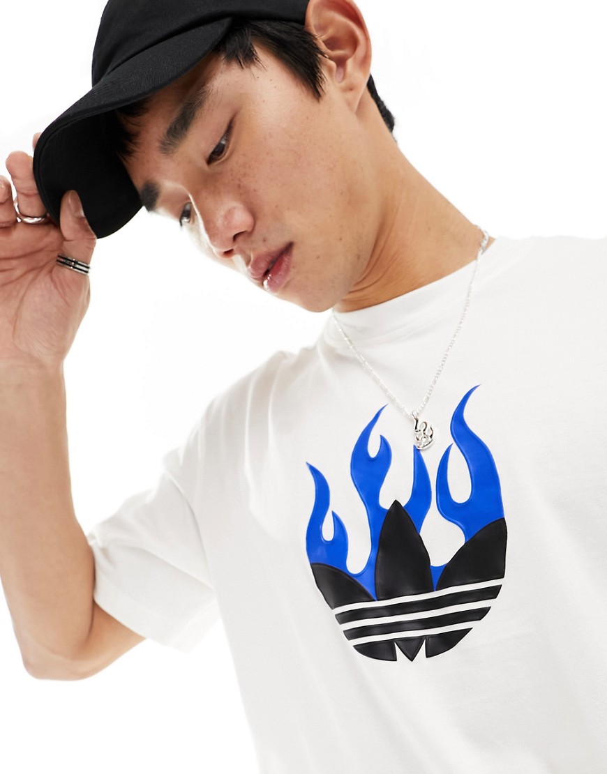 adidas Originals unisex flame trefoil t-shirt in white