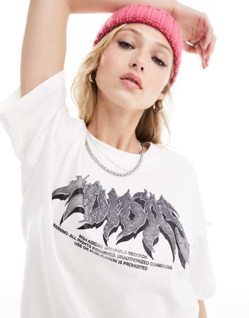 adidas Originals unisex gothic graphic t-shirt in white | ASOS