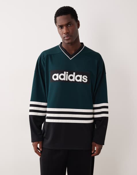 adidas Originals unisex hockey jersey in green and white - view 1