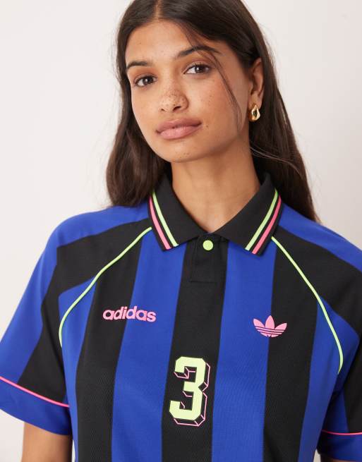 adidas Originals Unisex jacquard striped jersey in navy and