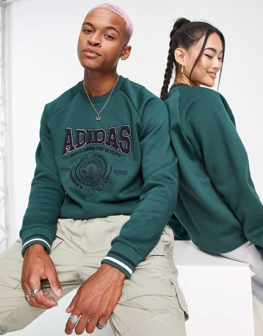 adidas Originals unisex large sweatshirt | ASOS in collegiate logo green