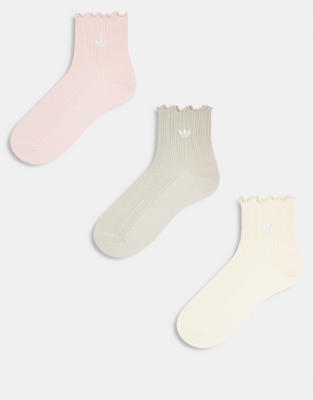 Adidas Originals Unisex Ruffle 3 Pack Quarter Socks