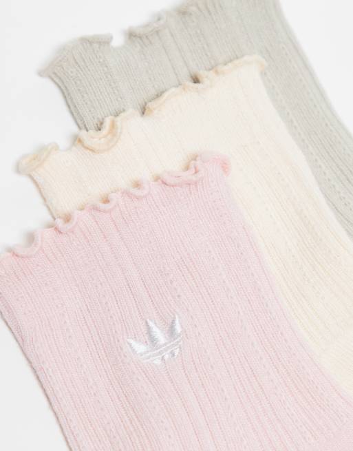 adidas Originals Unisex ruffle pack quarter socks in neutral ASOS