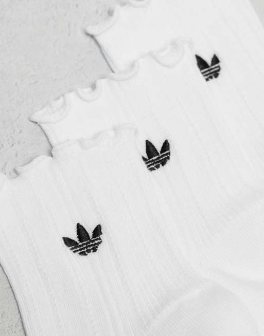 adidas Originals Unisex ruffle pack quarter socks in white ASOS