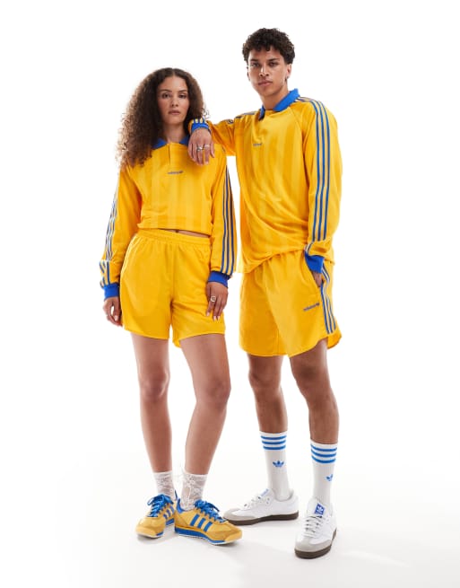 adidas Originals unisex shorts in yellow CksoShops adidas loose crop tank pink and blue pants dress