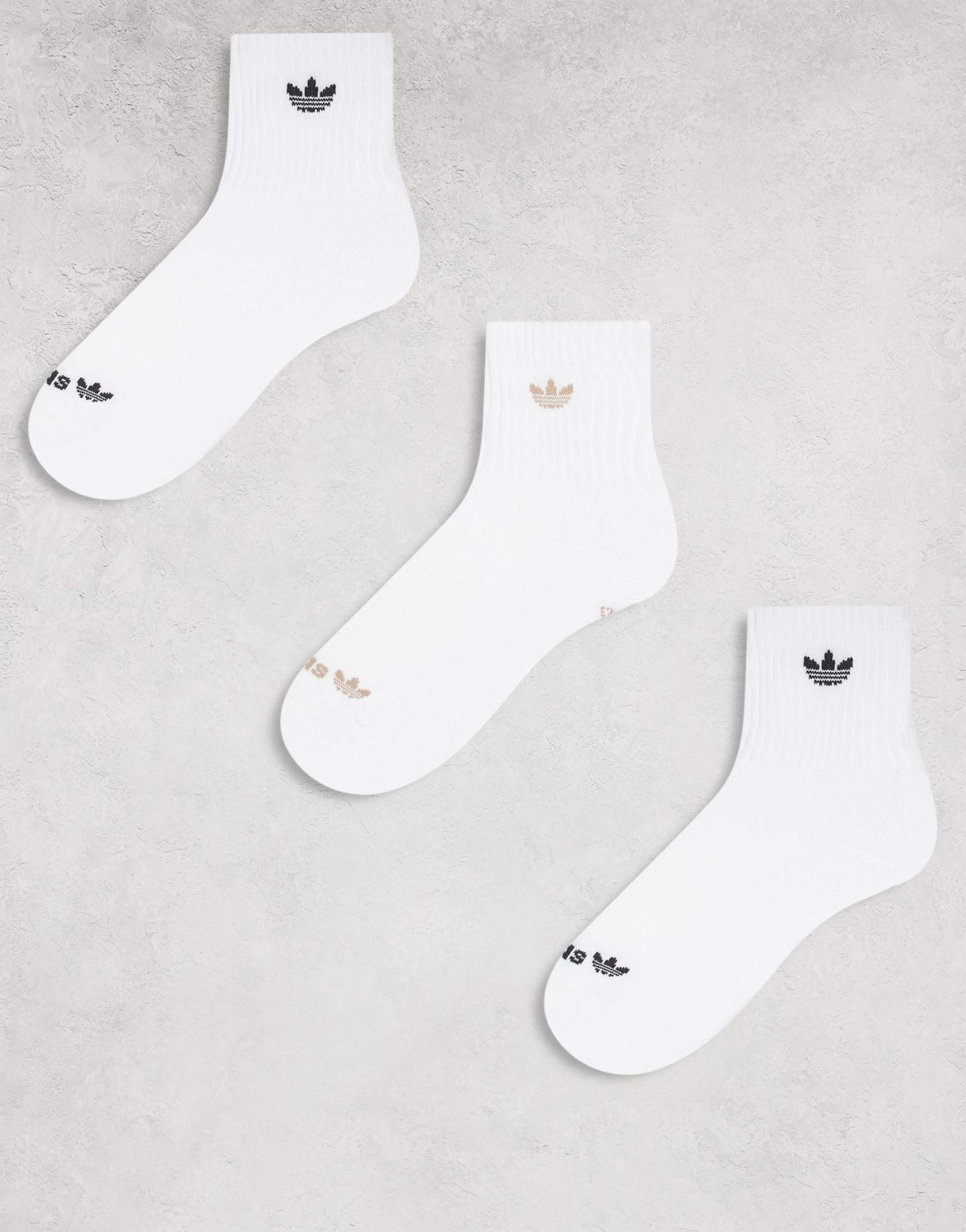 носки adidas Originals Unisex Trefoil 2.0, белые с бежевым, упаковка из 3-х пар