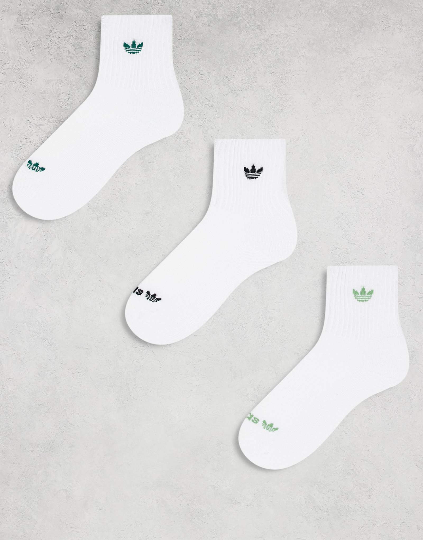 носки adidas Originals Unisex Trefoil 2.0, белого и зеленого цветов, упаковка из 3-х пар