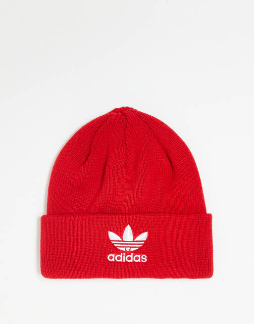 adidas Originals Unisex trefoil beanie in red ASOS