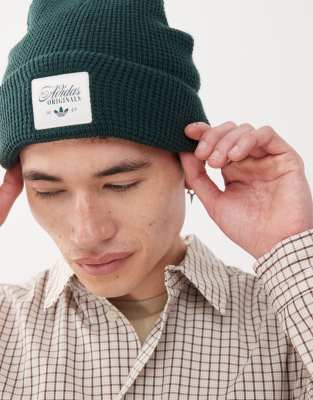 Adidas Originals Unisex Waffle Knit Beanie In Green