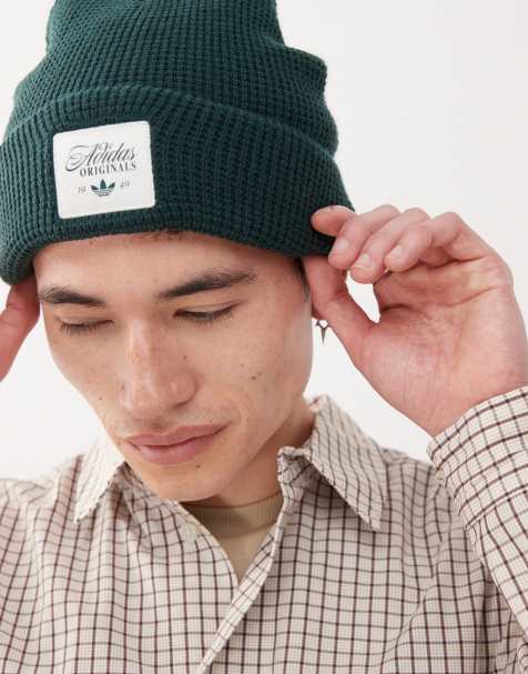 adidas Originals Unisex waffle knit beanie in dark green - view 1