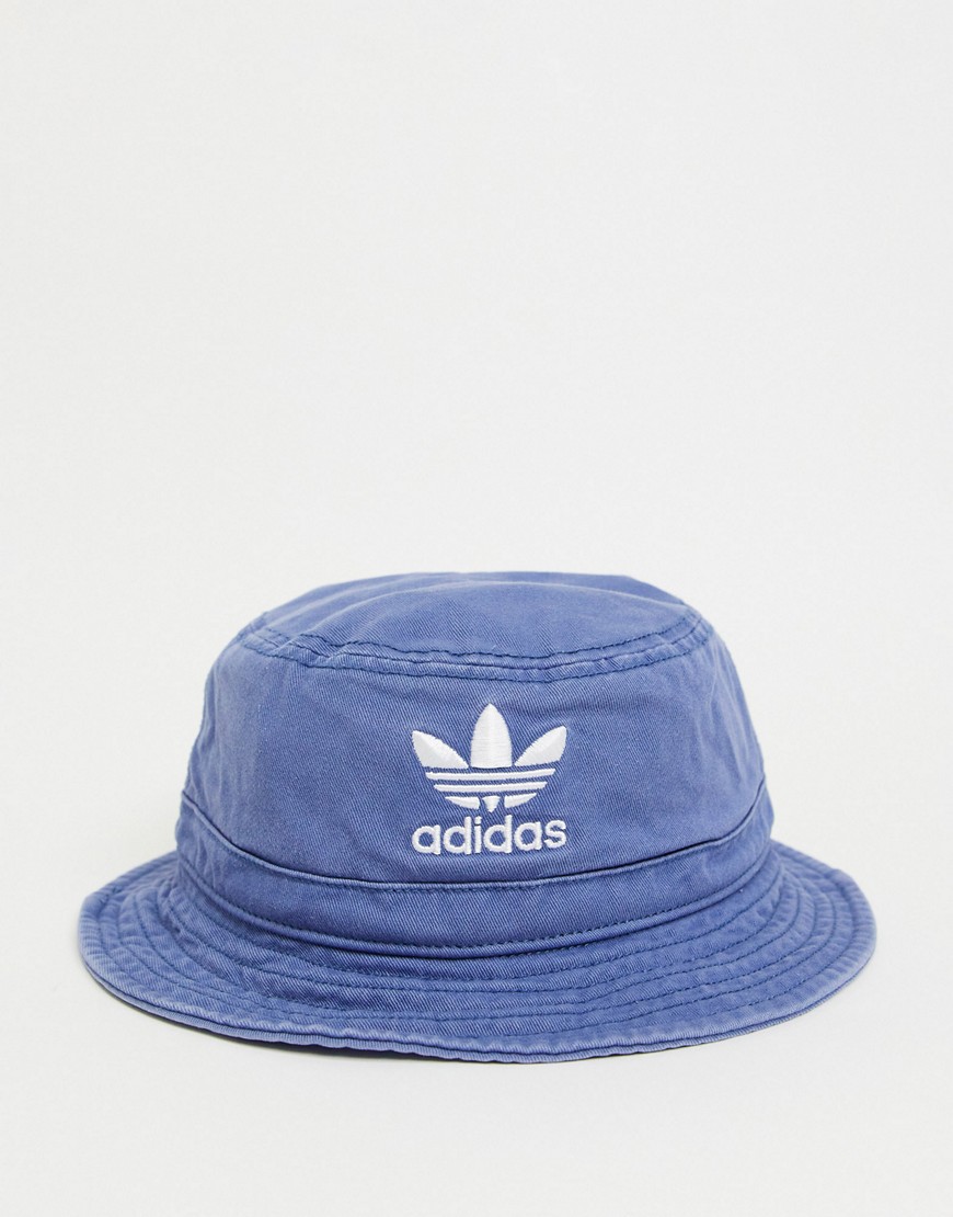 Adidas Originals Unisex Washed Bucket Hat In Blue-blues