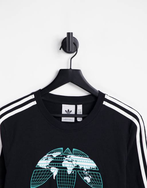 adidas Originals United t shirt in black with globe graphics