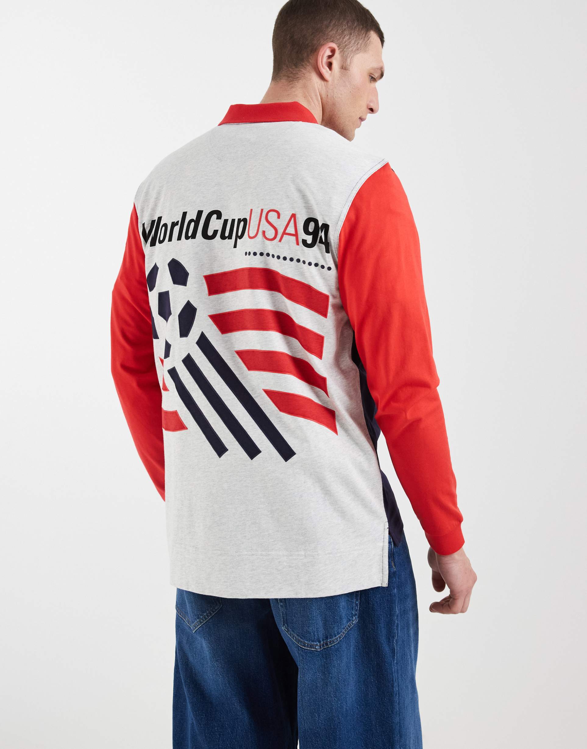 adidas originals us 94 polo shirt in navy and red