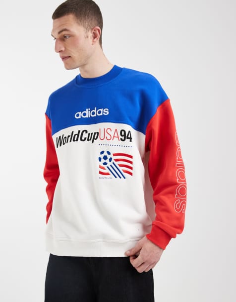 adidas Originals US 94 sweatshirt in white, red and blue - view 1